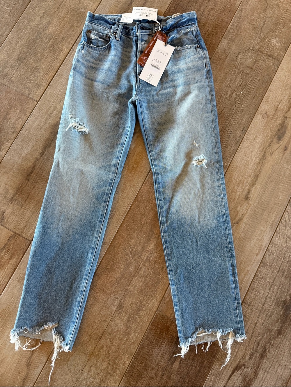 Moussy distressed straight leg jeans